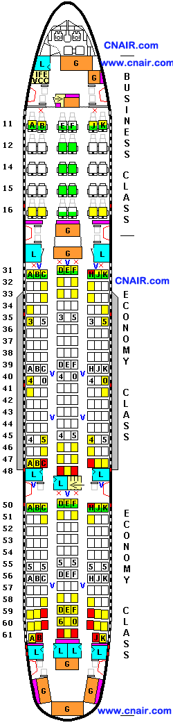 泰国航空公司波音 777-200ER (Version 77E1)机型