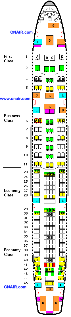 瑞士国际航空公司空中客车A340-300 (Three class)  机型