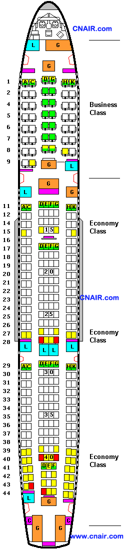 马来西亚航空公司空中客车A330-300 (Two class)机型