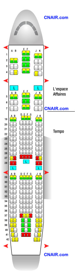 说明:法国航空公司(air france)空中客车airbus a330-200机型航班座位