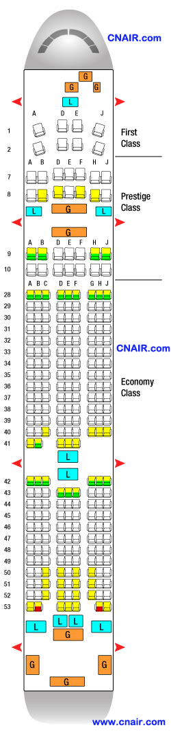 韩国航空公司波音777-200ER (261 seats) 机型