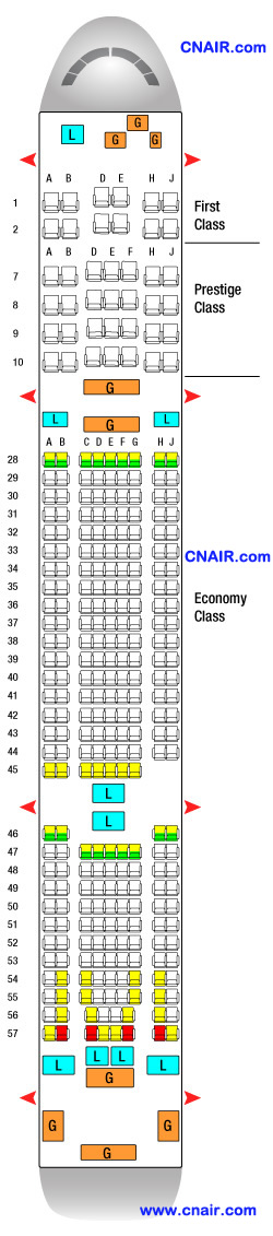 韩国航空公司波音777-200ER (301 seats) 机型