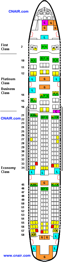 以色列航空公司波音777-200 (Three class)机型