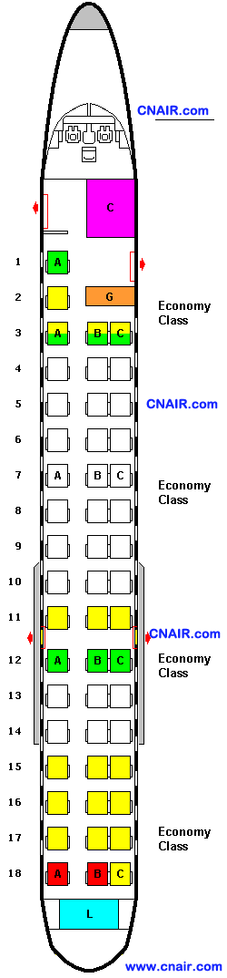 美国航空公司erj145 机型 - 航班座位图 - 中国航空