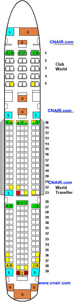 英航航空公司波音Boeing 767 (Two class)机型