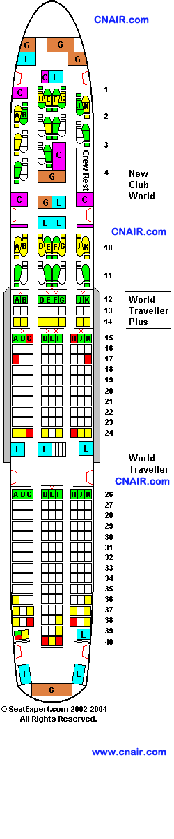 英航航空公司波音Boeing 777 (Three class - New Club World Seats)  机型