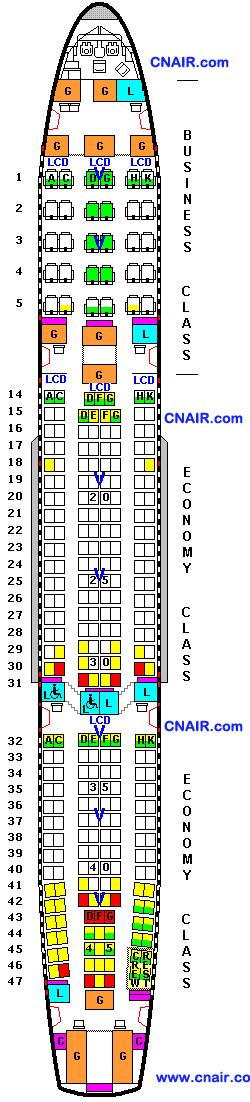 airlines)航空公司空中客车airbus a330-300   机型航班座位图由中国