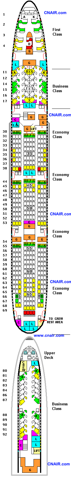 国泰航空公司波音Boeing 747-400 (New long haul seats)机型 