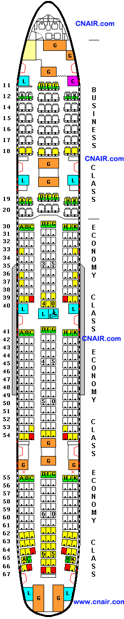 国泰航空公司波音Boeing 777-300 (Two class) 机型 