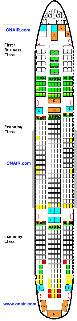 中国南方航空公司波音777-200 (Two class)机型