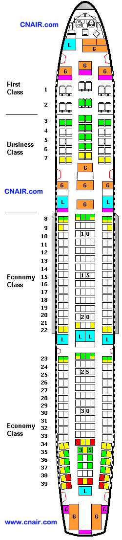 中国东方航空公司空中客车A340-300 (Three class)机型