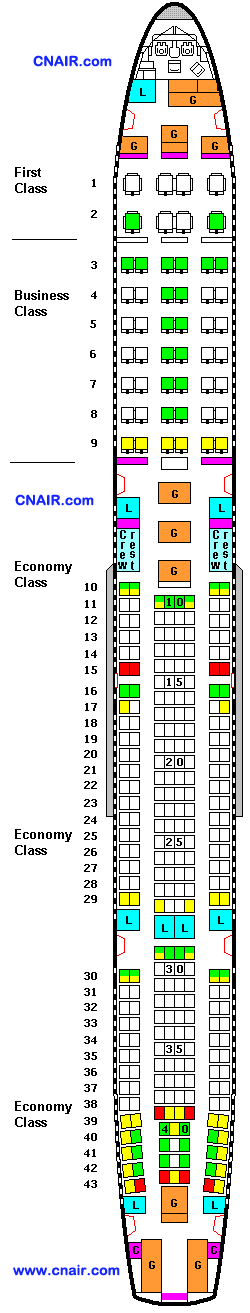 中国东方航空公司空中客车A340-600 (Three class)机型